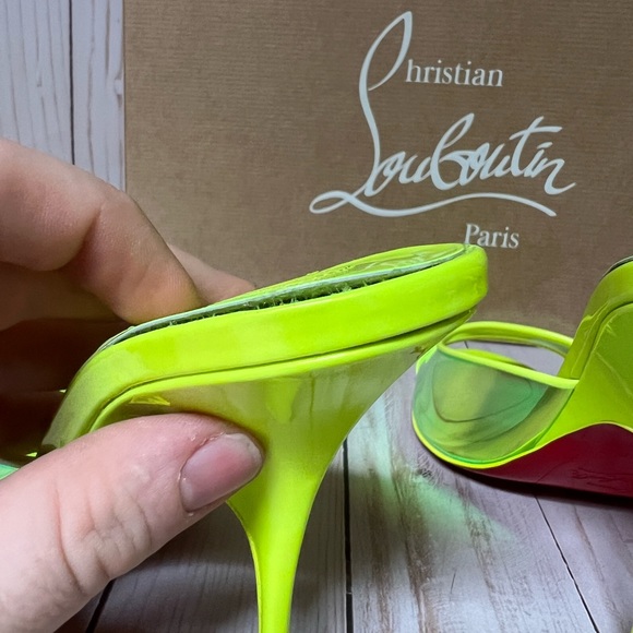 Christian Louboutin Just Arch 100 PVC Slide Sandal Flou Yellow Sz 37 / 7 - Picture 11 of 13